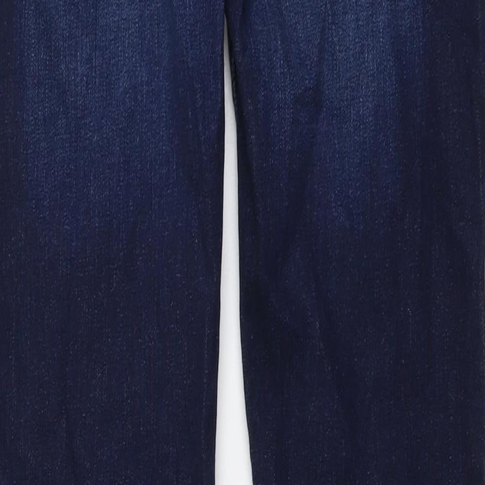 Marks and Spencer Womens Blue Cotton Straight Jeans Size 12 L32 in Regular Button