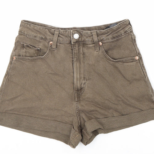&Denim Womens Brown 100% Cotton Boyfriend Shorts Size 6 L3 in Regular Zip