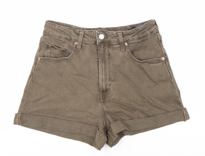 &Denim Womens Brown 100% Cotton Boyfriend Shorts Size 6 L3 in Regular Zip