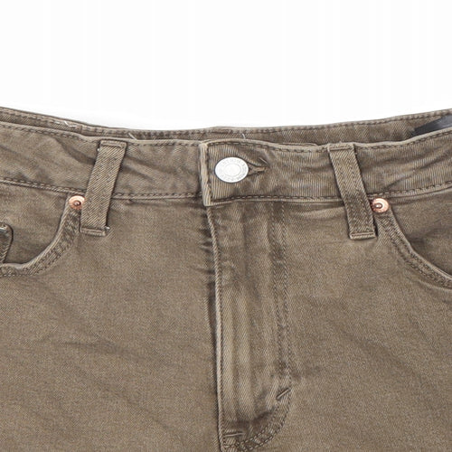 &Denim Womens Brown 100% Cotton Boyfriend Shorts Size 6 L3 in Regular Zip