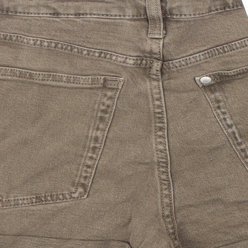 &Denim Womens Brown 100% Cotton Boyfriend Shorts Size 6 L3 in Regular Zip