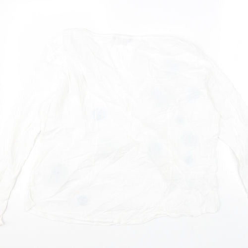 Per Una Womens White Floral 100% Cotton Basic Blouse Size 16 V-Neck