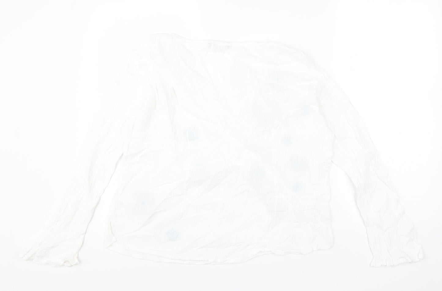 Per Una Womens White Floral 100% Cotton Basic Blouse Size 16 V-Neck