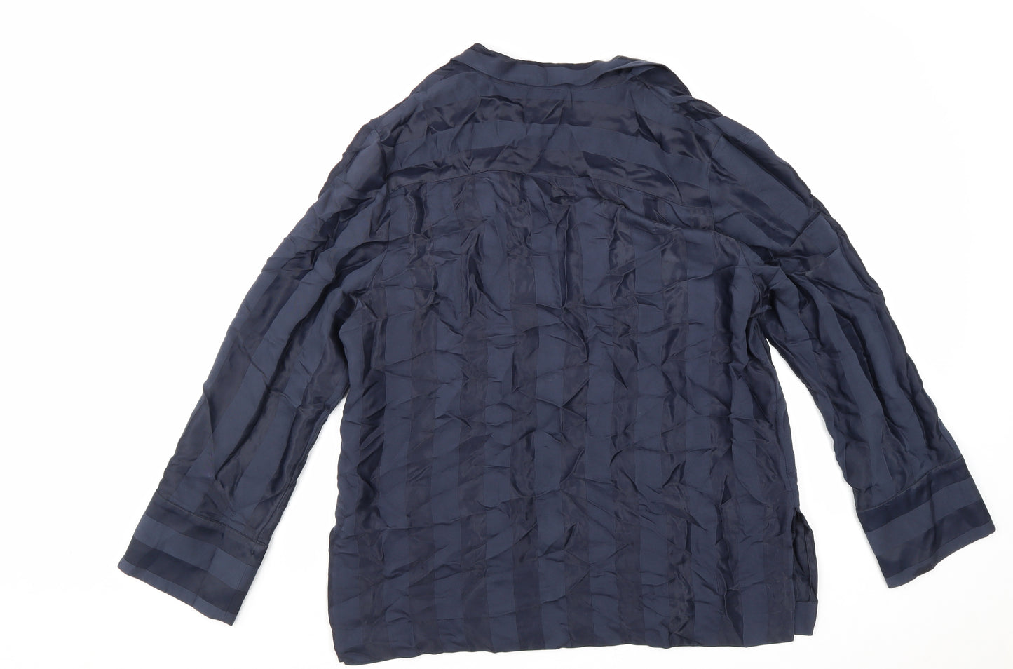 Stockholm Atelier Womens Blue Striped Viscose Basic Button-Up Size 12 V-Neck