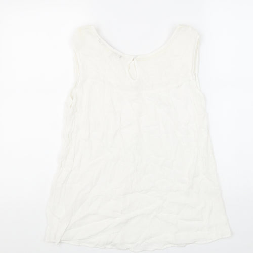 Urban Womens White Viscose Basic Tank Size 14 Round Neck - Lace Detail