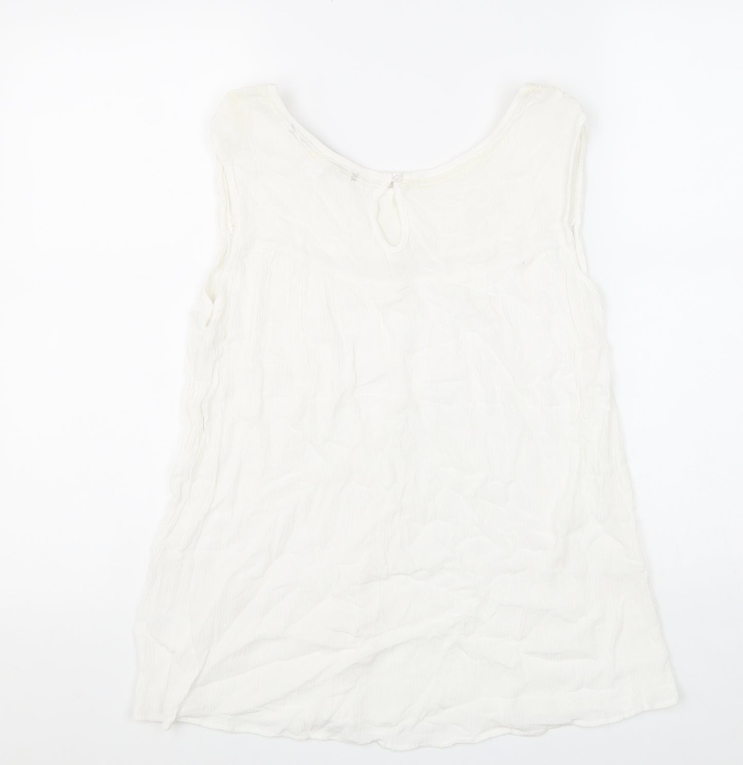 Urban Womens White Viscose Basic Tank Size 14 Round Neck - Lace Detail