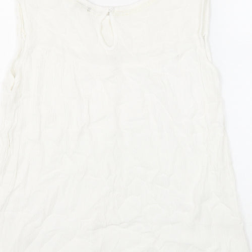 Urban Womens White Viscose Basic Tank Size 14 Round Neck - Lace Detail