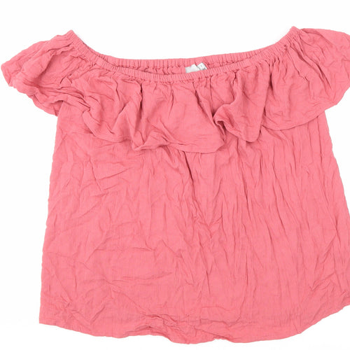 ICHI Womens Pink Viscose Basic Tank Size L Off the Shoulder