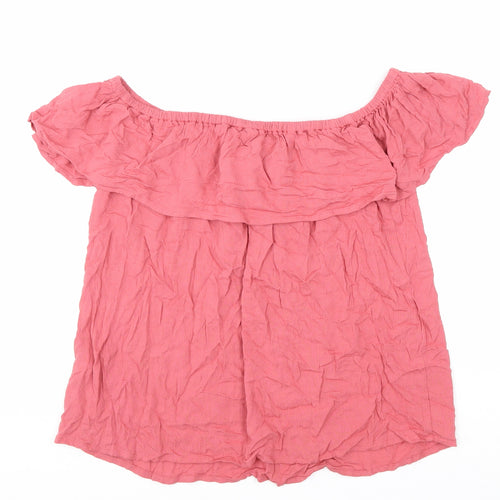 ICHI Womens Pink Viscose Basic Tank Size L Off the Shoulder