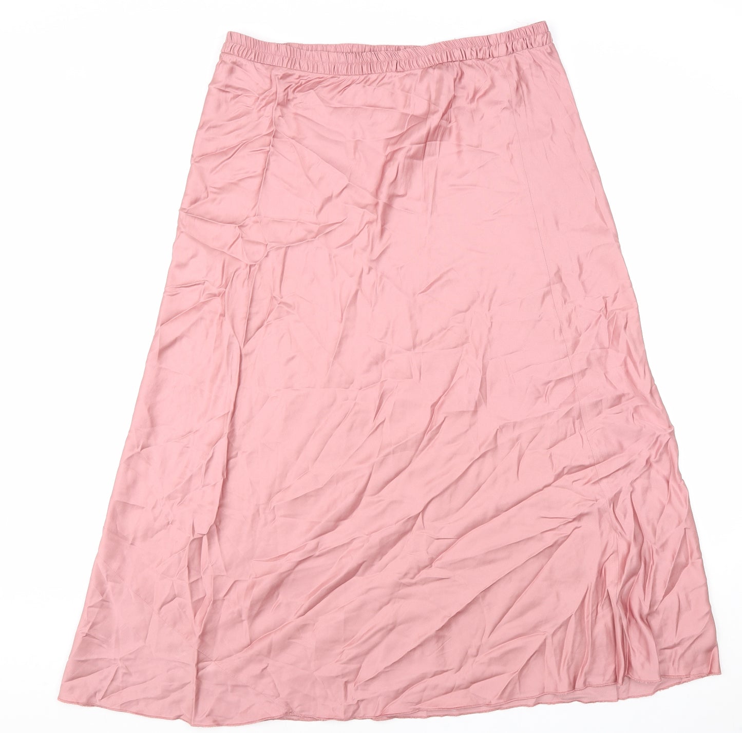 Zara Womens Pink Viscose Swing Skirt Size XL Hook & Loop