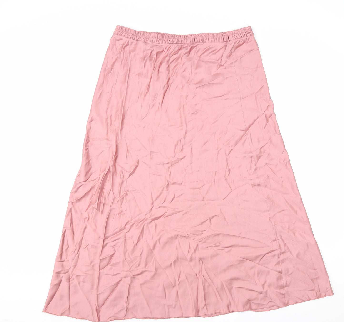 Zara Womens Pink Viscose Swing Skirt Size XL Hook & Loop