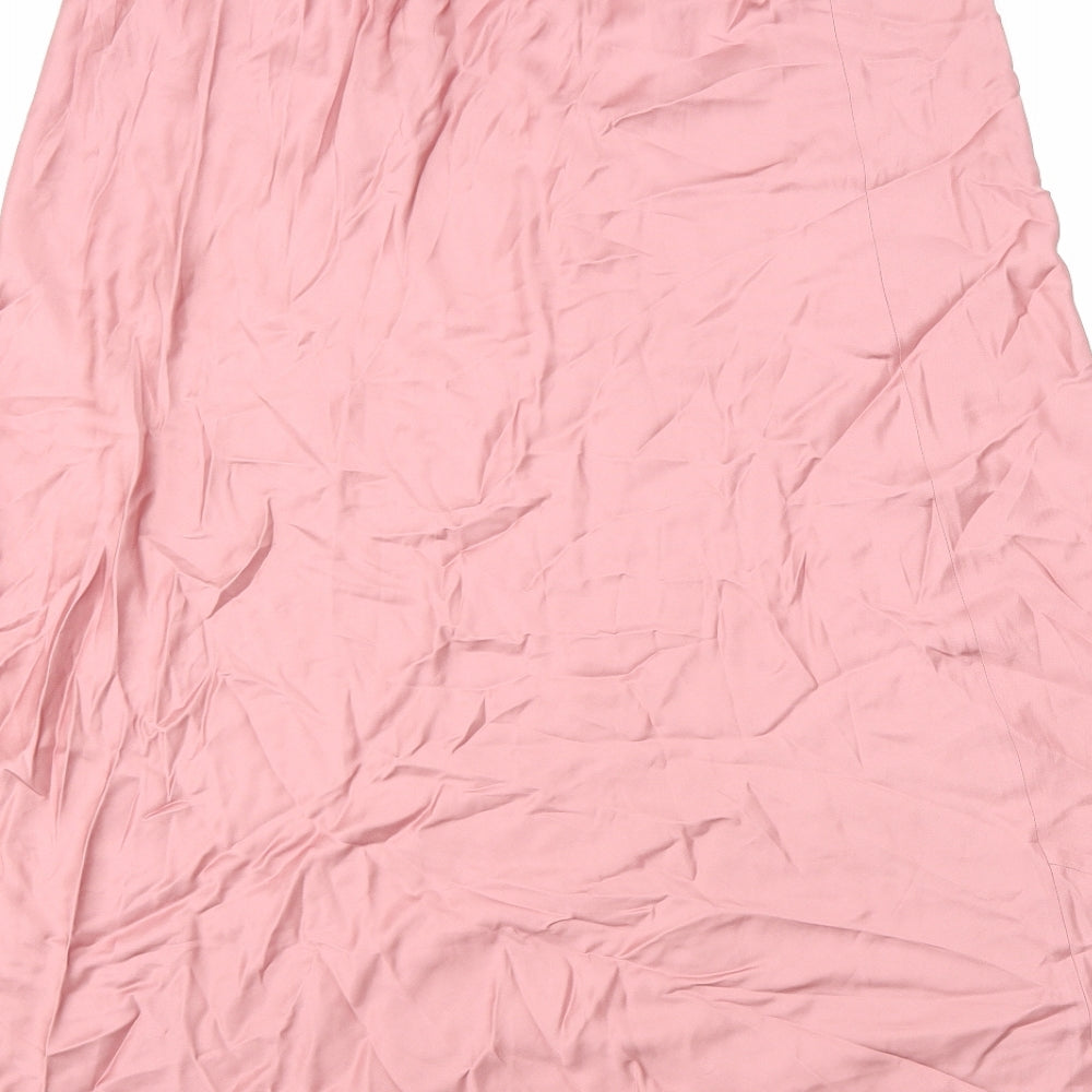 Zara Womens Pink Viscose Swing Skirt Size XL Hook & Loop