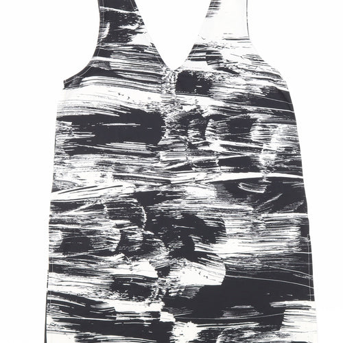 Lind3x Womens Black Geometric Polyester Basic Tank Size S V-Neck