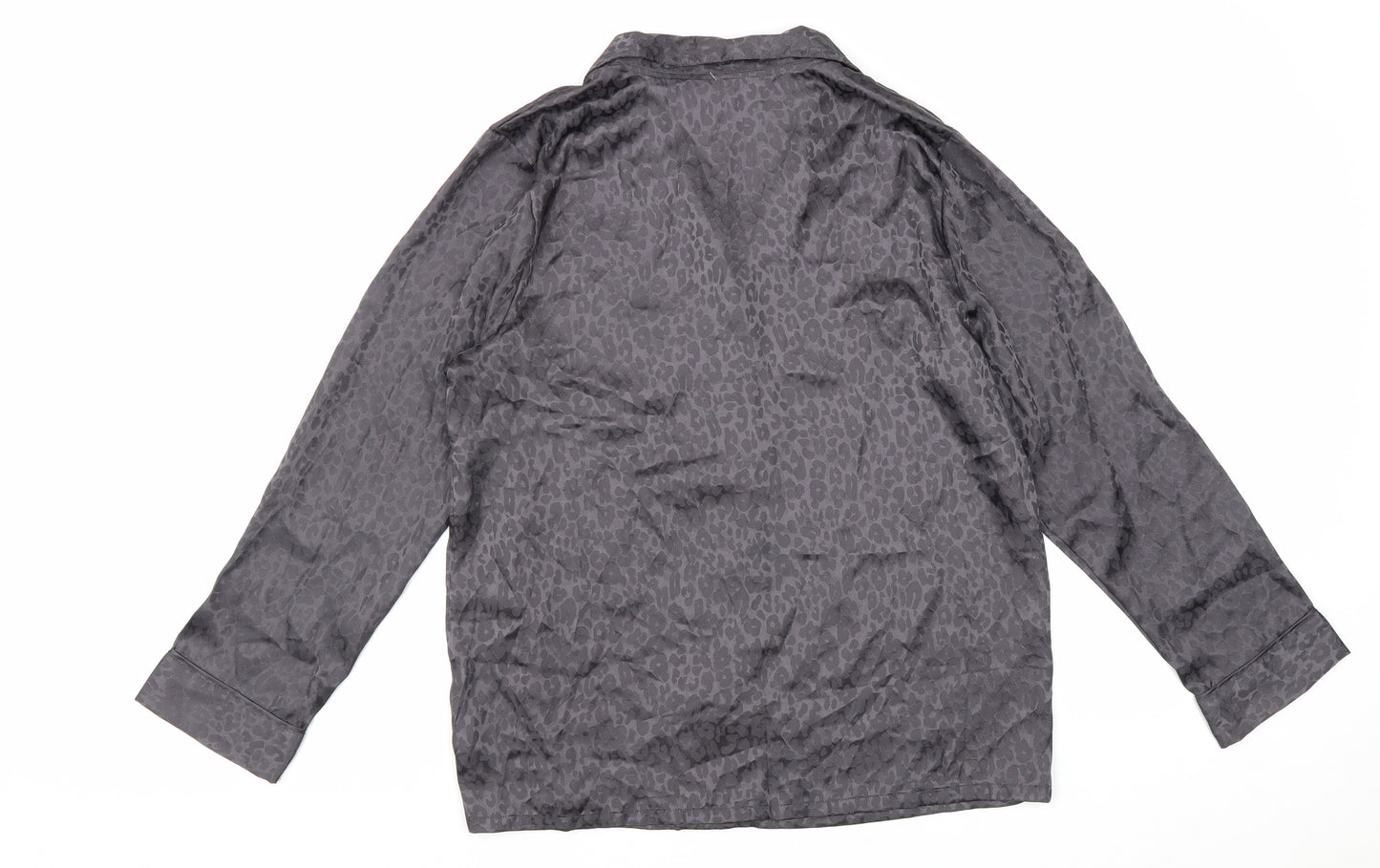 George Womens Grey Animal Print Polyester Basic Button-Up Size 12 V-Neck - Leopard Print