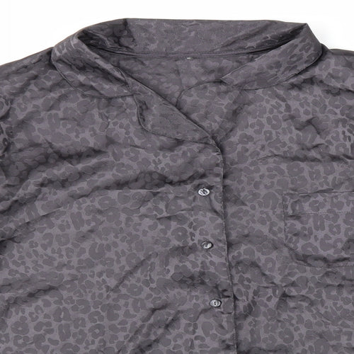 George Womens Grey Animal Print Polyester Basic Button-Up Size 12 V-Neck - Leopard Print