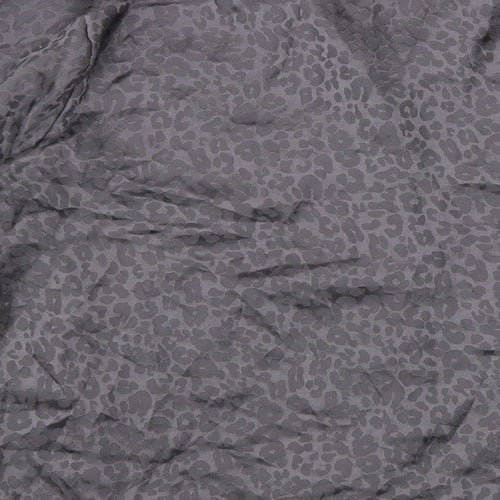 George Womens Grey Animal Print Polyester Basic Button-Up Size 12 V-Neck - Leopard Print