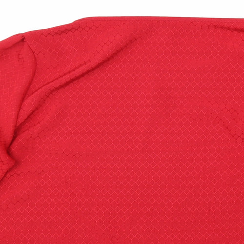 Preworn Womens Red Geometric Polyester Basic Blouse Size 10 Round Neck