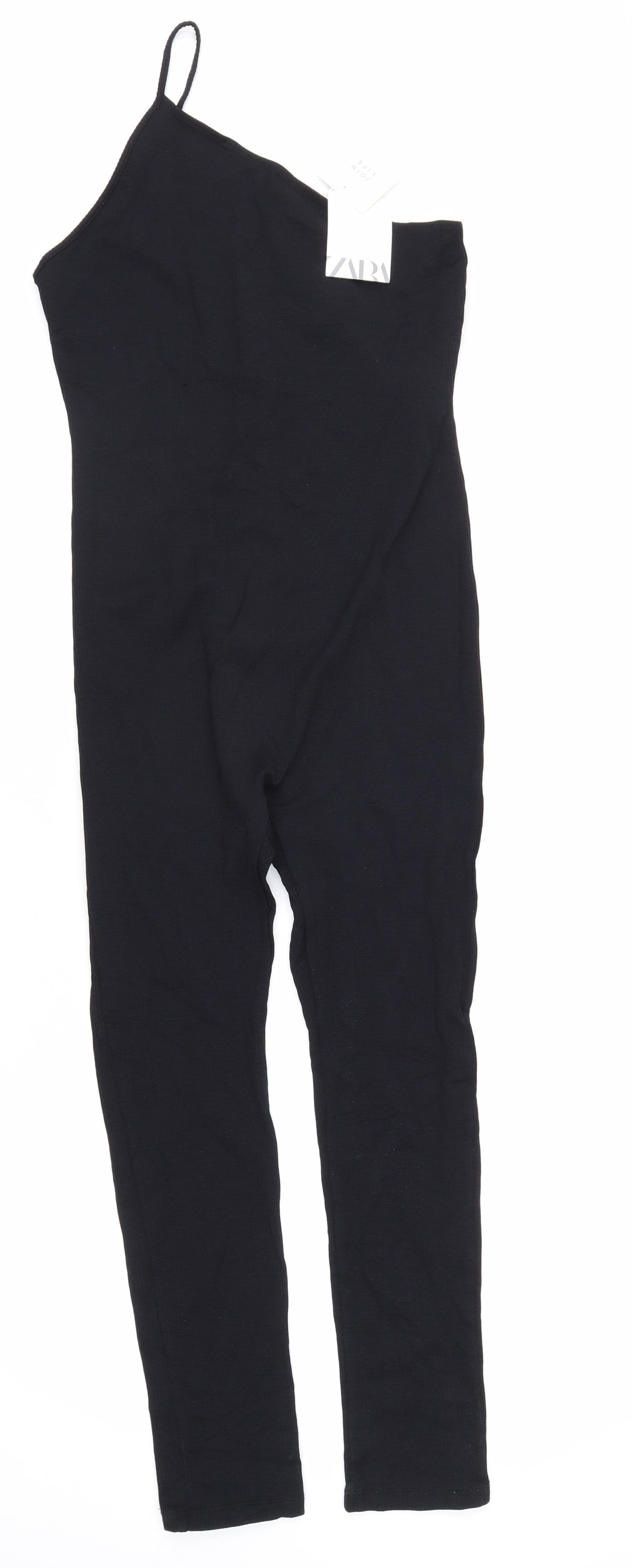 Zara Womens Black Polyamide Jumpsuit One-Piece Size L L27 in Pullover