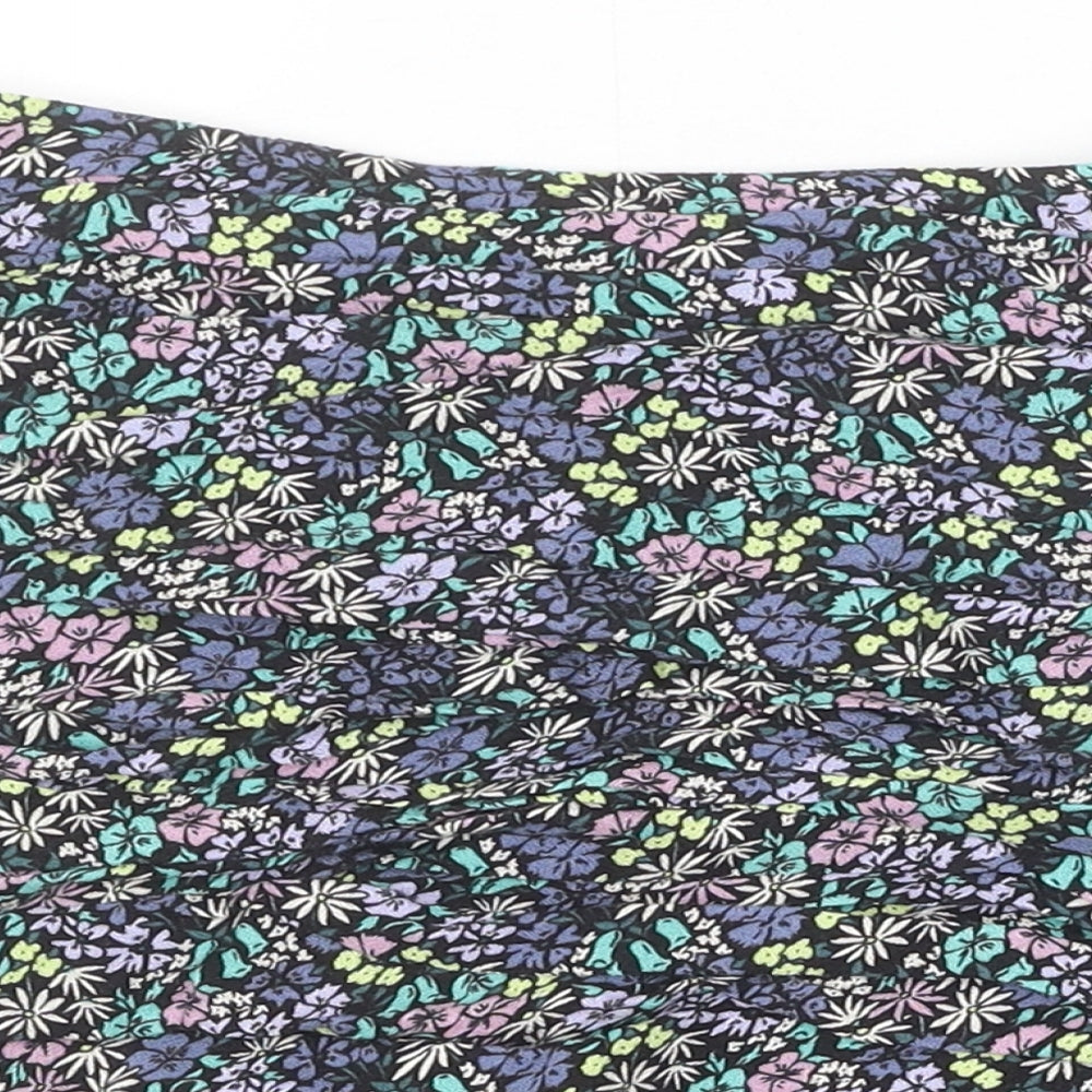 Marks and Spencer Girls Multicoloured Floral Viscose A-Line Skirt Size 8-9 Years Regular Zip