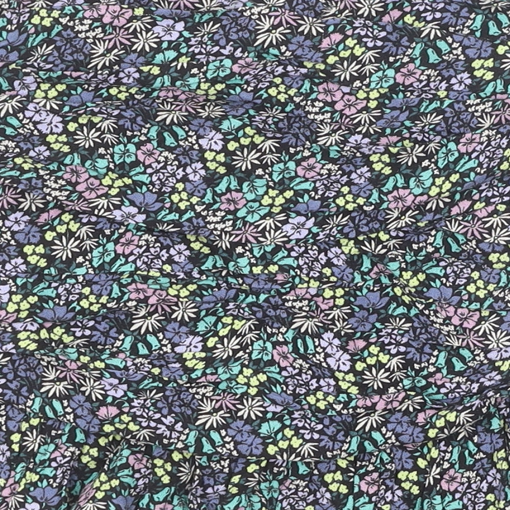 Marks and Spencer Girls Multicoloured Floral Viscose A-Line Skirt Size 8-9 Years Regular Zip