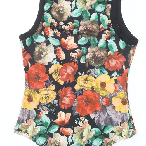 Vera & Lucy Womens Multicoloured Floral Polyester Bodysuit One-Piece Size L Zip