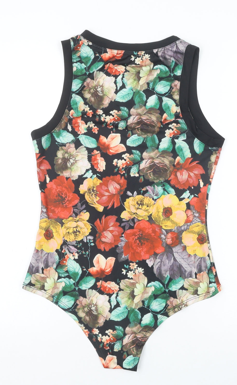 Vera & Lucy Womens Multicoloured Floral Polyester Bodysuit One-Piece Size L Zip