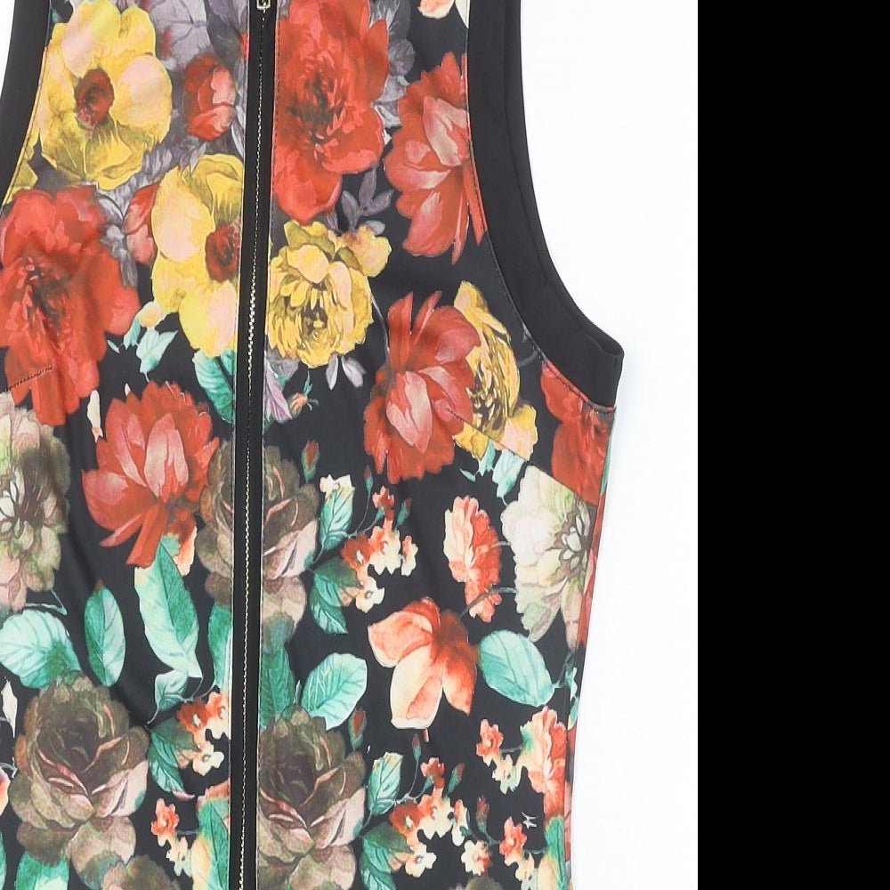 Vera & Lucy Womens Multicoloured Floral Polyester Bodysuit One-Piece Size L Zip