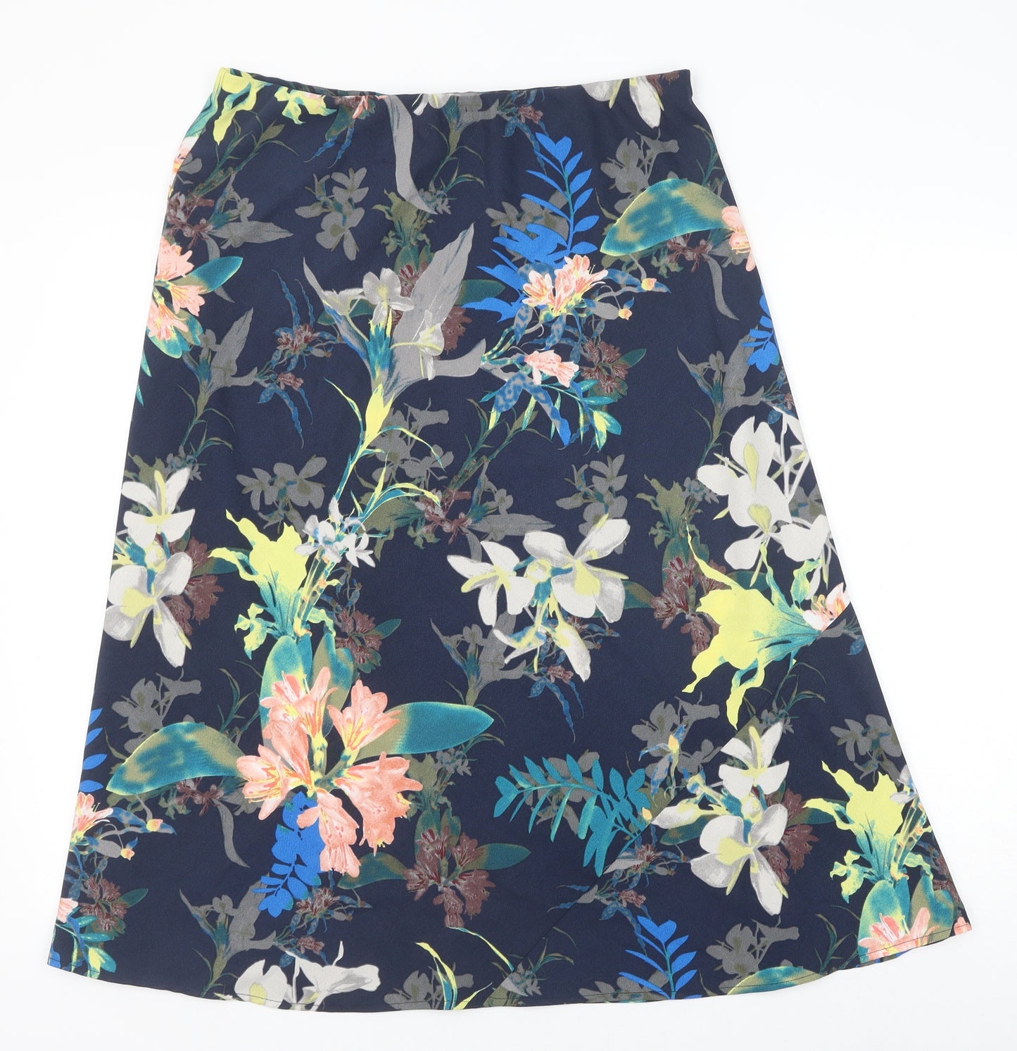 Marks and Spencer Womens Blue Floral Polyester Swing Skirt Size 14