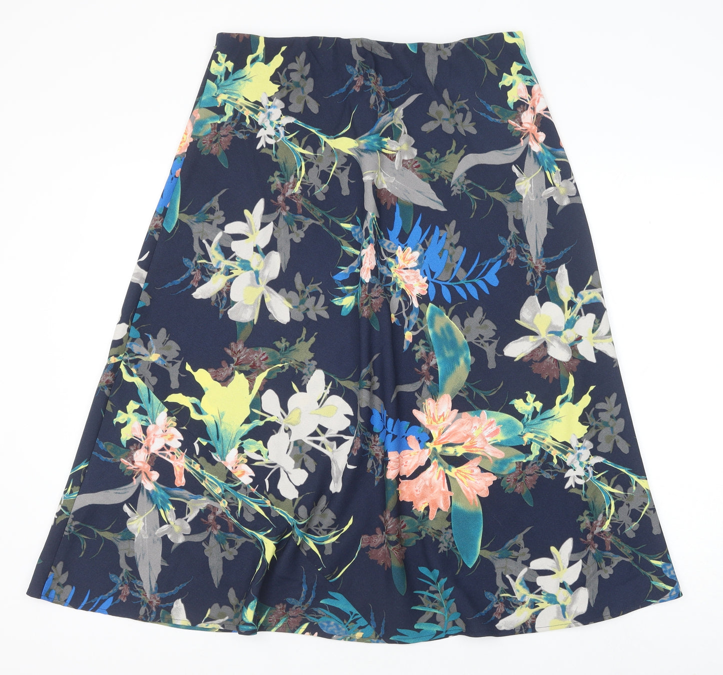 Marks and Spencer Womens Blue Floral Polyester Swing Skirt Size 14