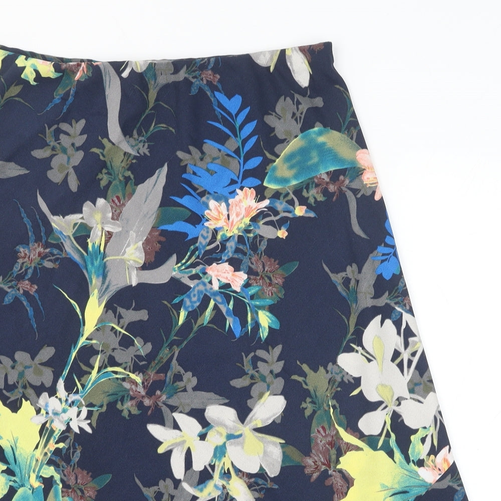 Marks and Spencer Womens Blue Floral Polyester Swing Skirt Size 14