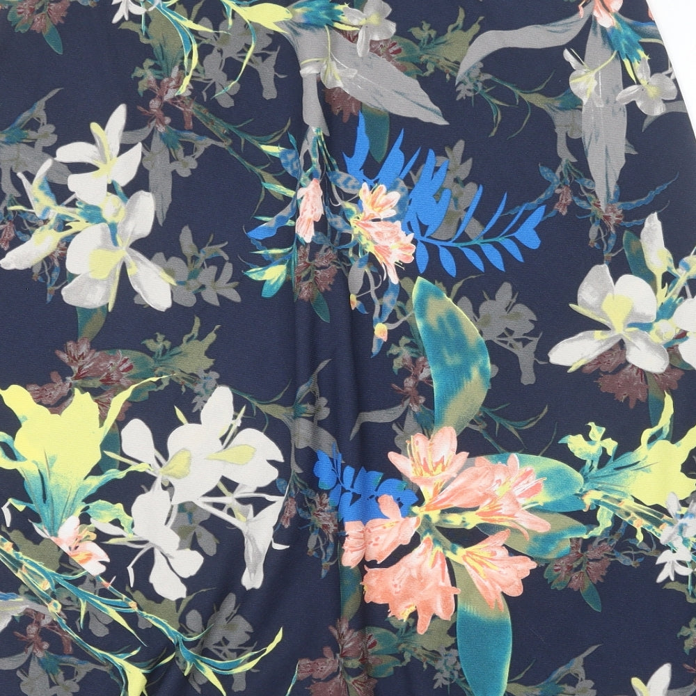 Marks and Spencer Womens Blue Floral Polyester Swing Skirt Size 14