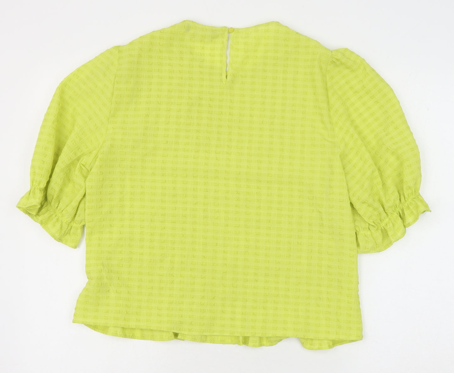 Marks and Spencer Womens Green Polyester Basic Blouse Size 16 Round Neck