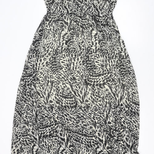Vera Moda Womens Black Geometric Polyester Maxi Size M V-Neck Pullover