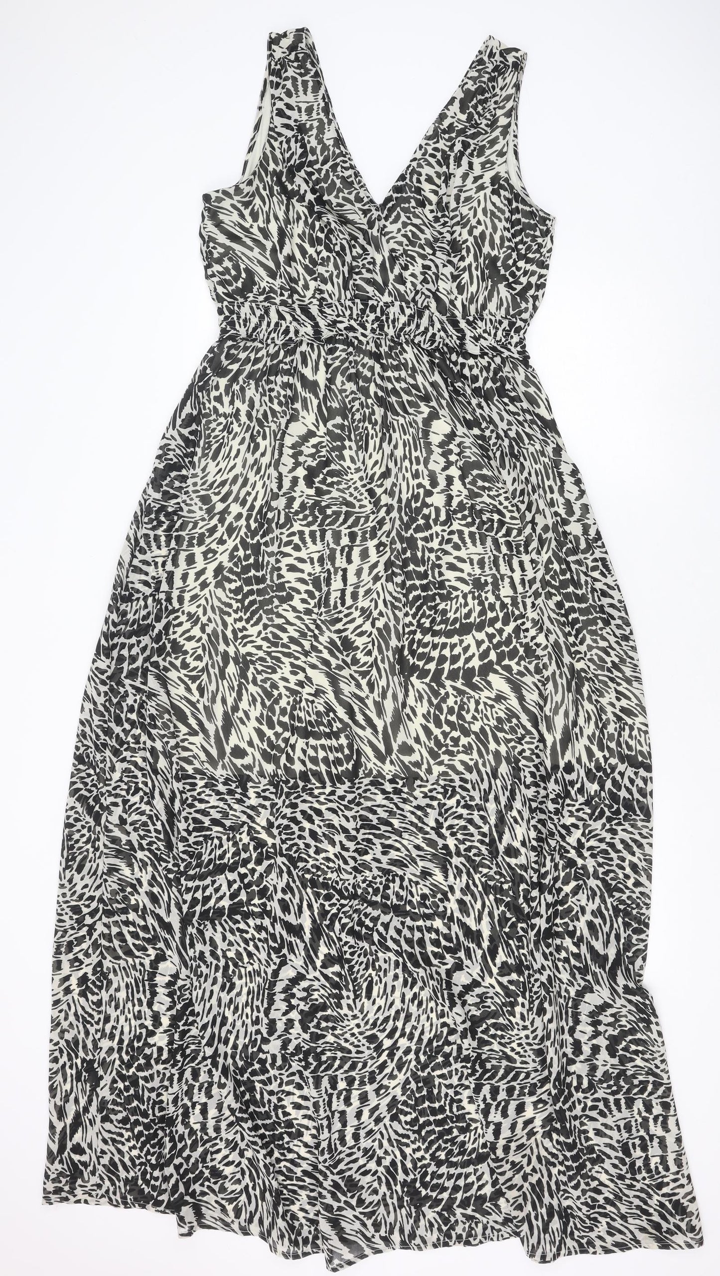 Vera Moda Womens Black Geometric Polyester Maxi Size M V-Neck Pullover