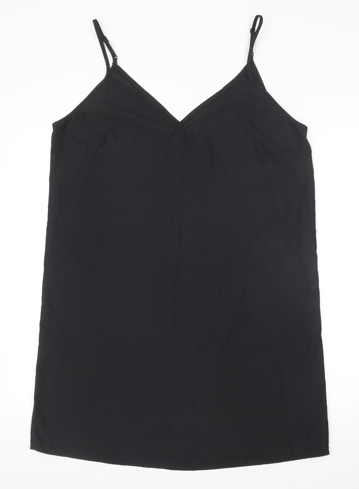ASOS Womens Black Polyester Slip Dress Size 14 V-Neck Pullover