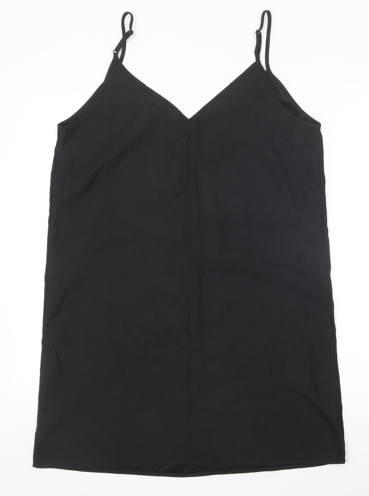 ASOS Womens Black Polyester Slip Dress Size 14 V-Neck Pullover