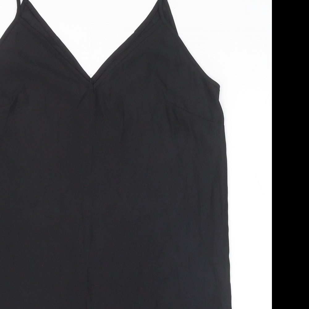 ASOS Womens Black Polyester Slip Dress Size 14 V-Neck Pullover
