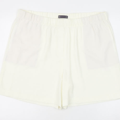 Marks and Spencer Womens Ivory Polyester Basic Shorts Size 20 Regular Pull On