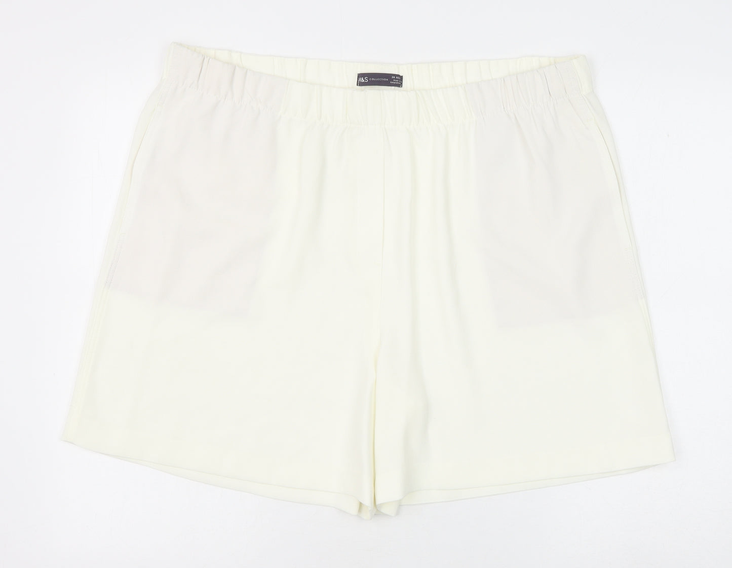 Marks and Spencer Womens Ivory Polyester Basic Shorts Size 20 Regular Pull On