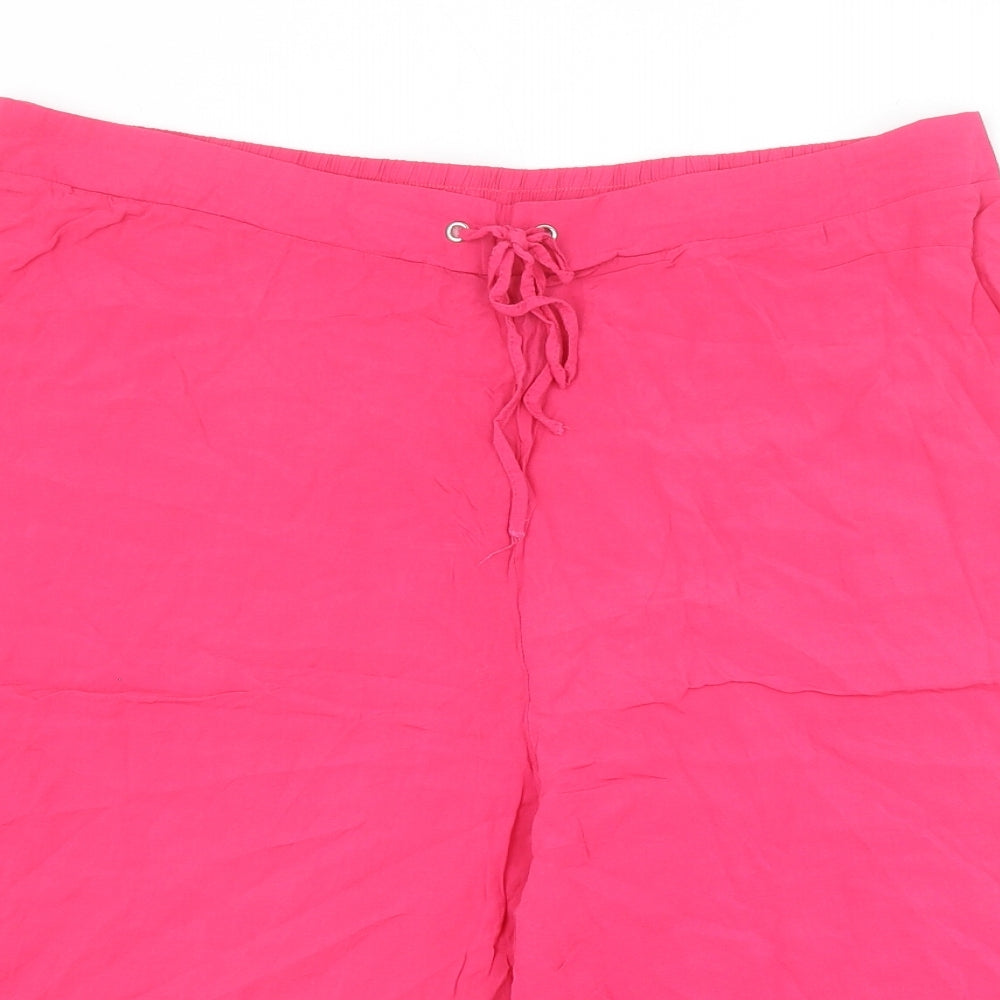 New Look Womens Pink Polyester Bermuda Shorts Size 18 Regular Drawstring