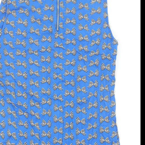 Oasis Womens Blue Geometric Viscose Basic Tank Size 10 Round Neck - Bow Print