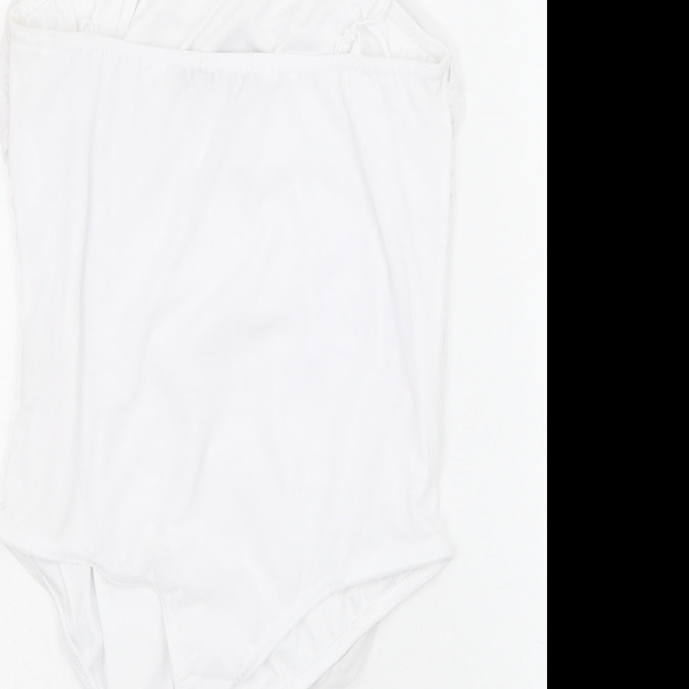 PRETTYLITTLETHING Womens White Polyester Bodysuit One-Piece Size 14 Snap