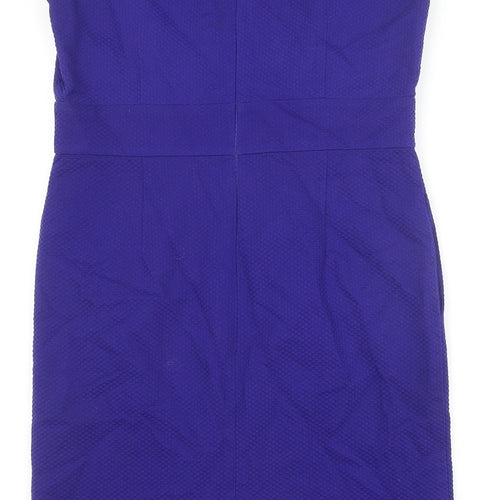 Pure Womens Blue Cotton A-Line Size 12 Scoop Neck Zip