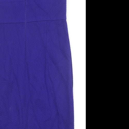 Pure Womens Blue Cotton A-Line Size 12 Scoop Neck Zip