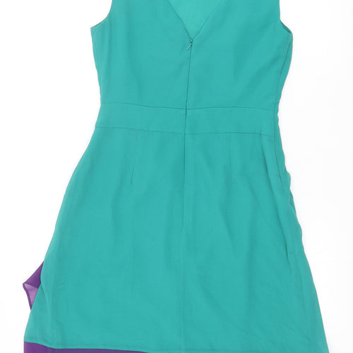 Coast Womens Green Colourblock Polyester Trapeze & Swing Size 10 Boat Neck Zip