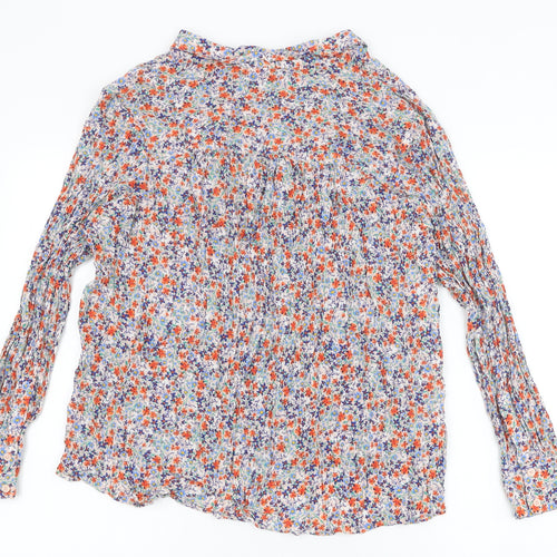 Marks and Spencer Womens Multicoloured Floral Viscose Basic Button-Up Size 12 V-Neck