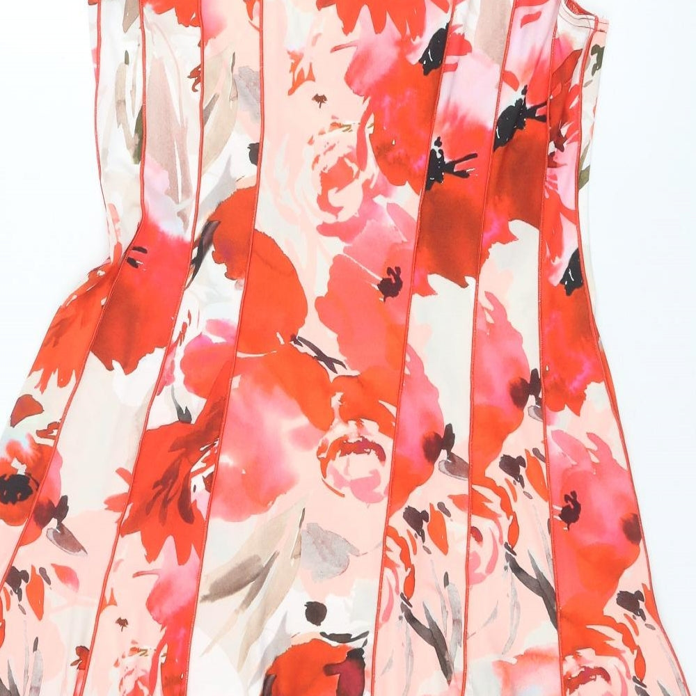 Roman Womens Red Floral Polyester Trapeze & Swing Size 14 Round Neck Pullover