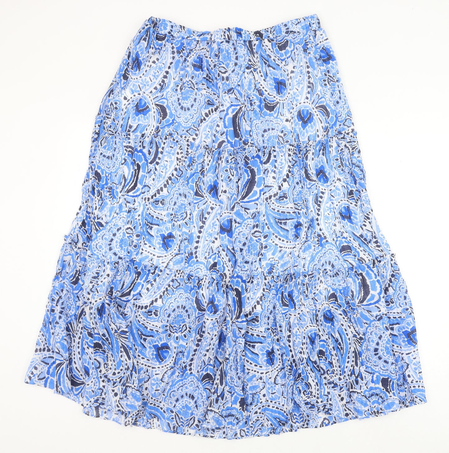 Papaya Womens Blue Geometric Viscose Peasant Skirt Size 14