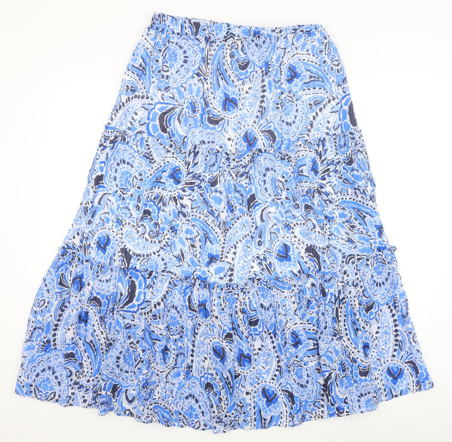 Papaya Womens Blue Geometric Viscose Peasant Skirt Size 14