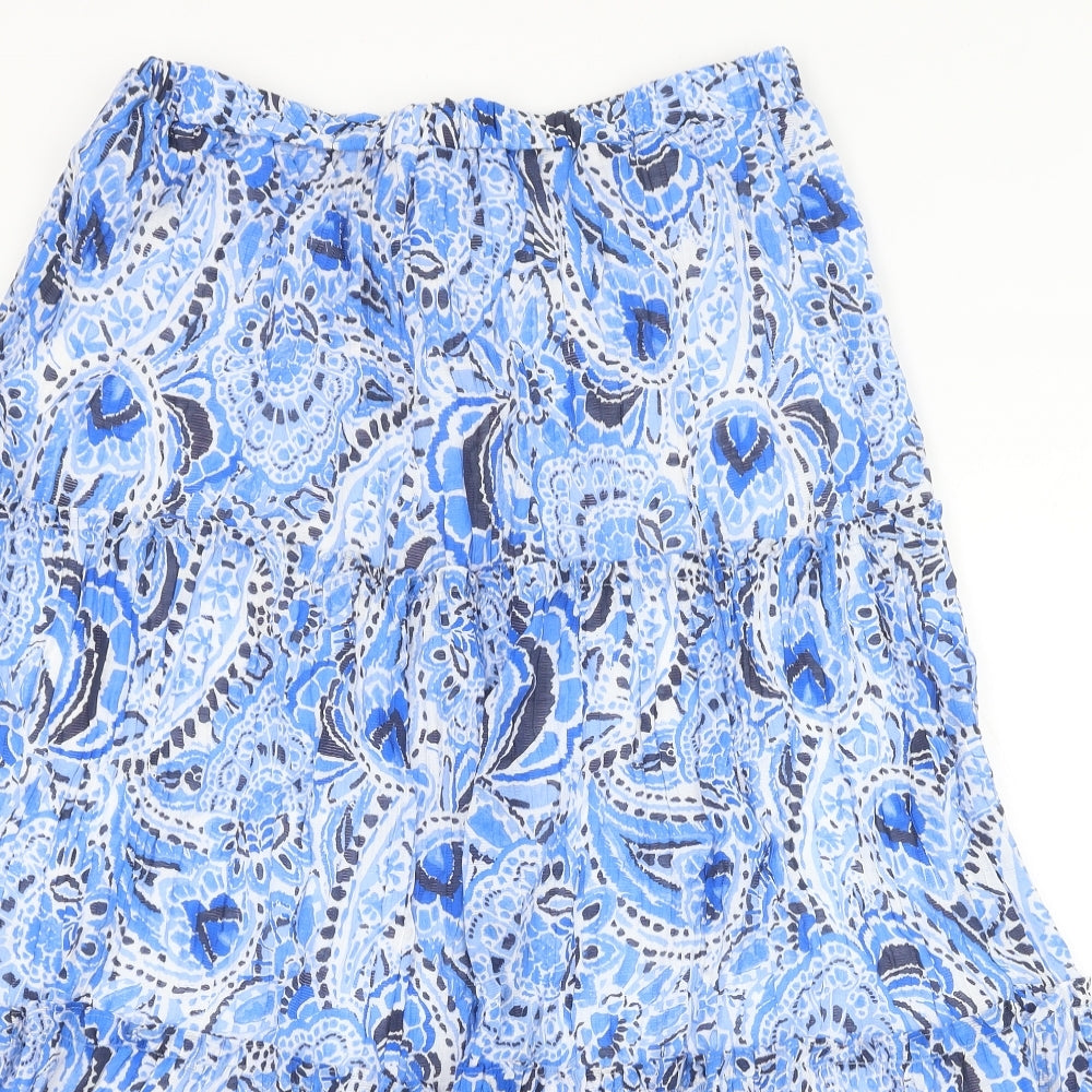 Papaya Womens Blue Geometric Viscose Peasant Skirt Size 14